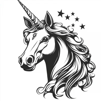 Black and White Unicorn Vector