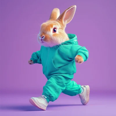 Happy Rabbit in Sports Clothes