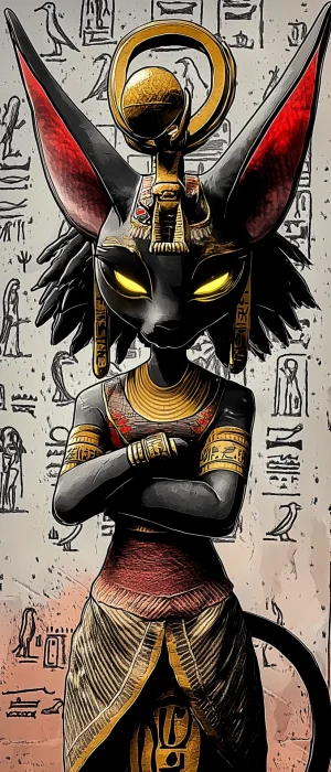 Goddess Sekhmet in Anime Style