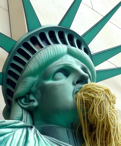 Statue of Liberty Eating Spaghetti