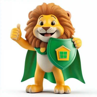 Lion Mascot with Green Cape