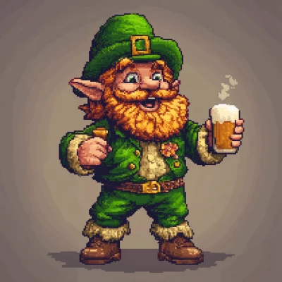 Smiling Leprechaun with Beer