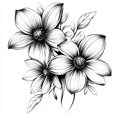 Cute Black and White Flower Vector