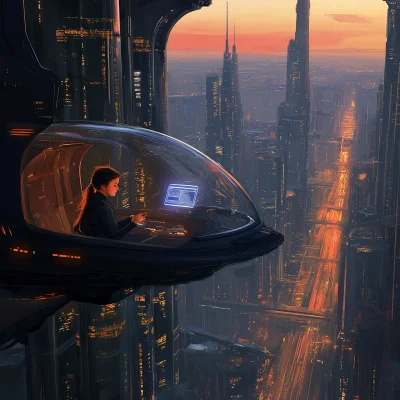 Futuristic City at Sunset