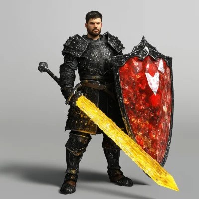 Medieval Warrior with Crystalic Weapons