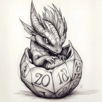 Dragon Egg D20 Tattoo Design