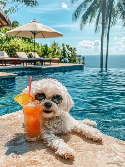 Maltese Dog on Vacation