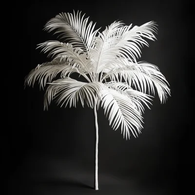 White Palm Tree on Black Background