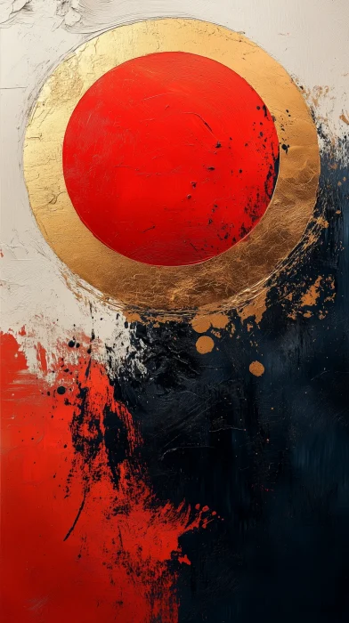 Golden and Red Abstract Circles