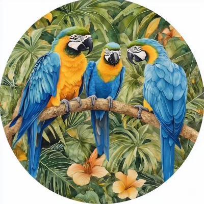 Vibrant Tropical Parrots