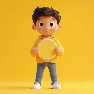 3D Boy Character with Logo