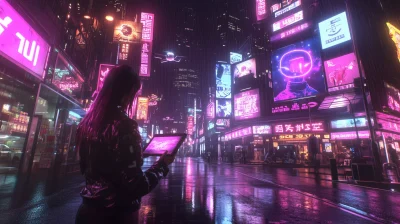 Futuristic Cyberpunk City at Night