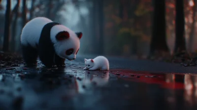 Panda and Kitty Encounter