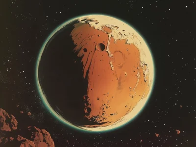 Planet Mars in Studio Ghibli Style