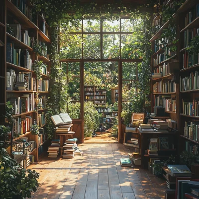 Sunlit Library Bookstore