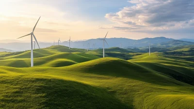 Tranquil Landscape with Wind Turbines