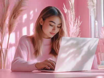 Woman in Pink Office