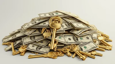 Mountain of Cash with Gold Keys