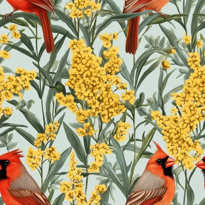 Goldenrod Flowers and Cardinals