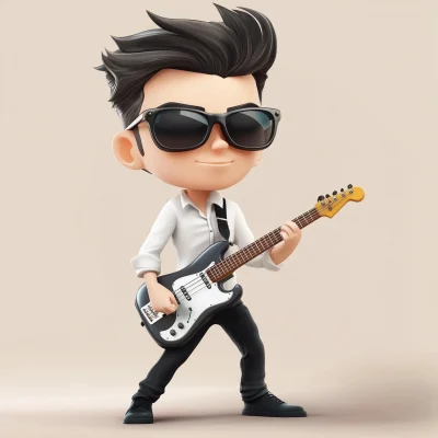 Chibi Style Man with Guitar