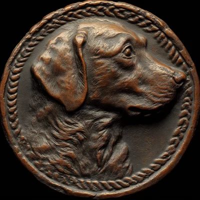 Ancient Bronze Coin with Border Collie