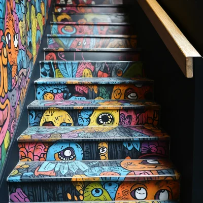 Closeup of Graffiti Stairs