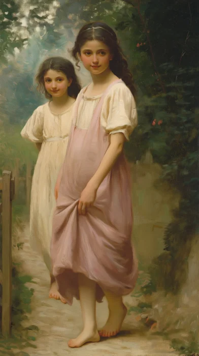 Two Young Women in a Village