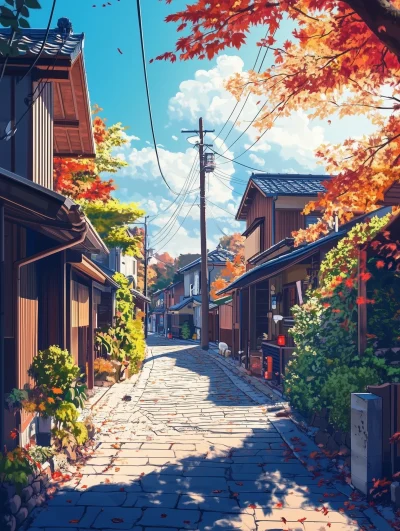 Japanese Street in Afternoon Sunlight