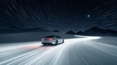 Car in the Desert at Night