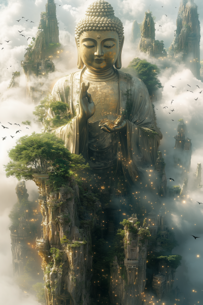 Golden Buddha in Mountains