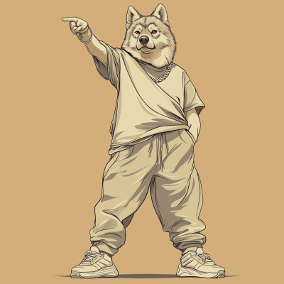 Tan Colored Husky in Urban Style