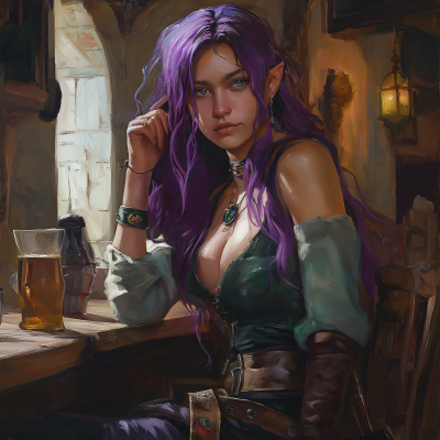 Elven Thief in a DnD Pub