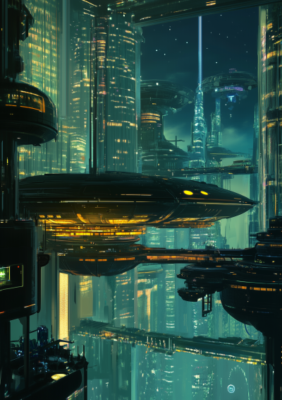 Syd Mead Style Space Colony