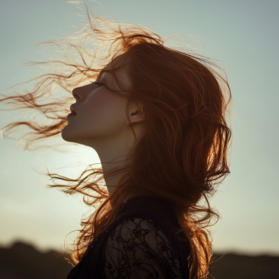Woman with Red Hair in Profile