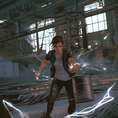 Confident Young Woman in Industrial Setting