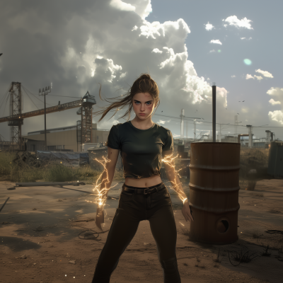 Young Woman in Industrial Lot