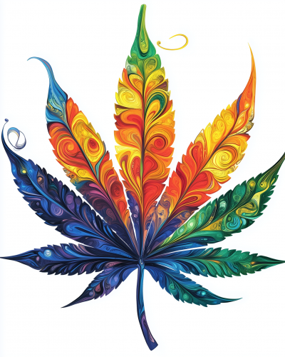 Rainbow Colored Cannabis Leaf