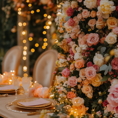 Bride and Groom’s Sweetheart Table in a Floral Paradise