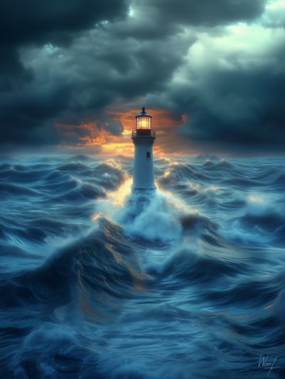 Lighthouse Over the Sea