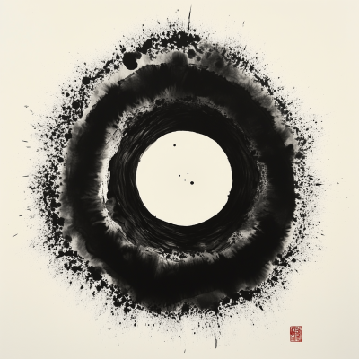 Black Hole Art in Chinese Ink Style