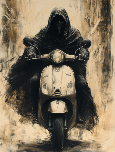 Grim Reaper on a Vespa