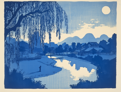 Japanese River Scene