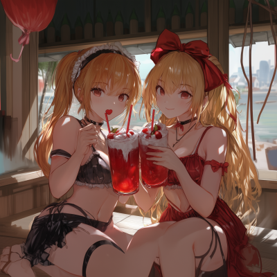 Anime Girls Enjoying Cherry Float