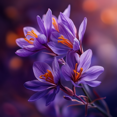 Saffron Flowers in Full Bloom