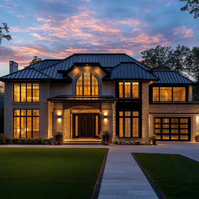 Luxury Mansion at Sunset
