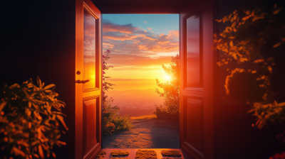 Sunrise View Through Door