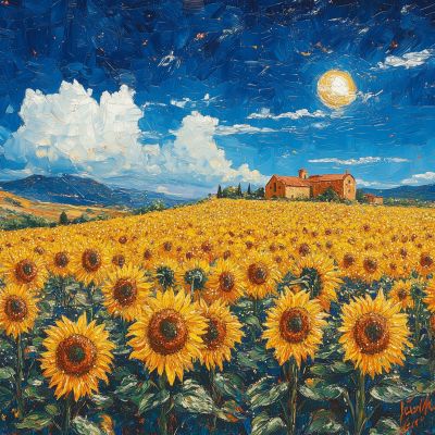 Glittering Sunflower Field