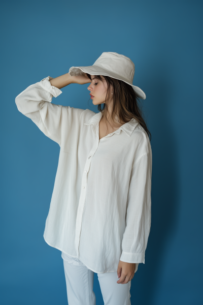 Oversized Linen Shirt Fashion Shoot