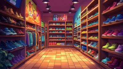 Cartoon Style Shoe Store