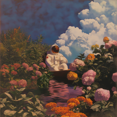 Astronaut in a Serene Landscape